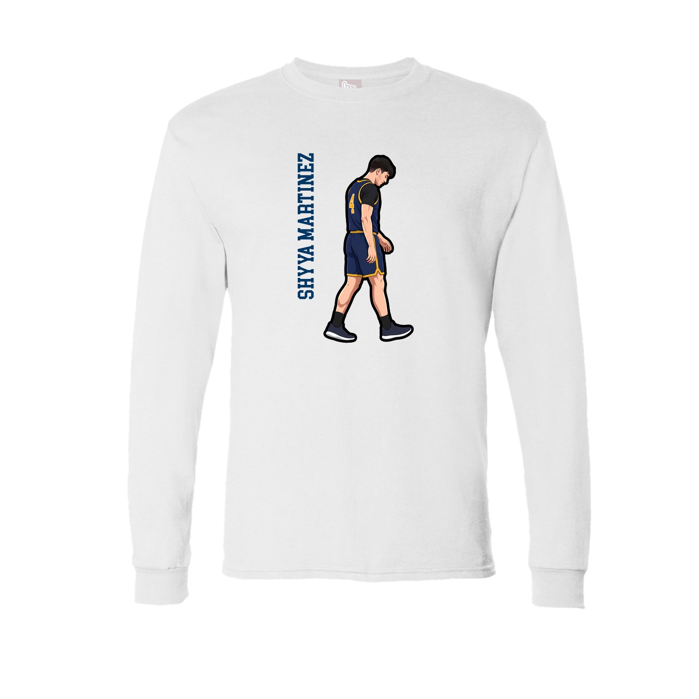 Long Sleeve Tee — Name Vertical in White