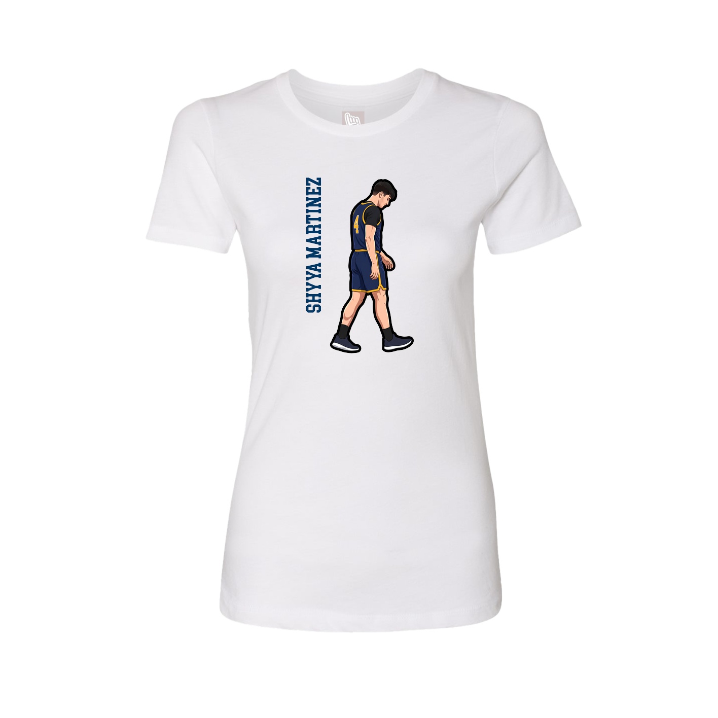 Womens Tee — Name Vertical in White