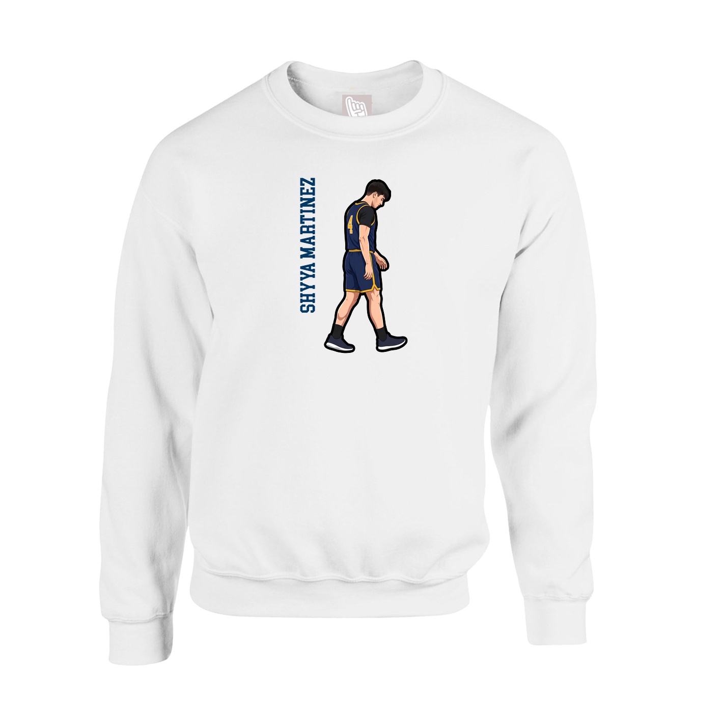 Fleece Crew — Name Vertical in White