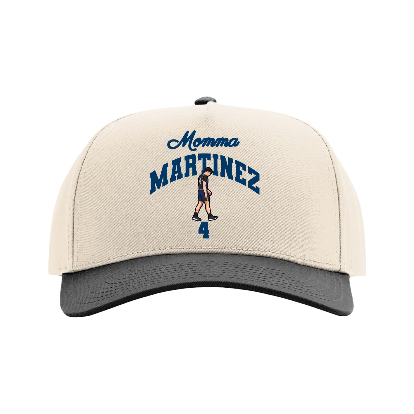 Full Fabric Five-Panel Champ Cap — Mothers Day Arch in Cream/Black