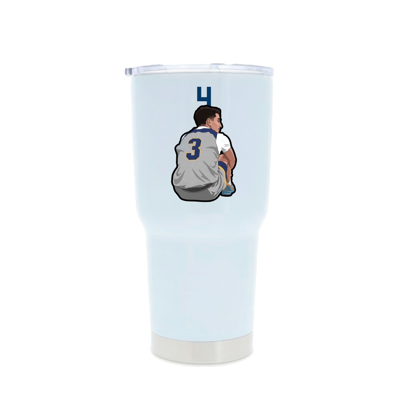 30oz Stainless Steel Tumbler — Number Top in White