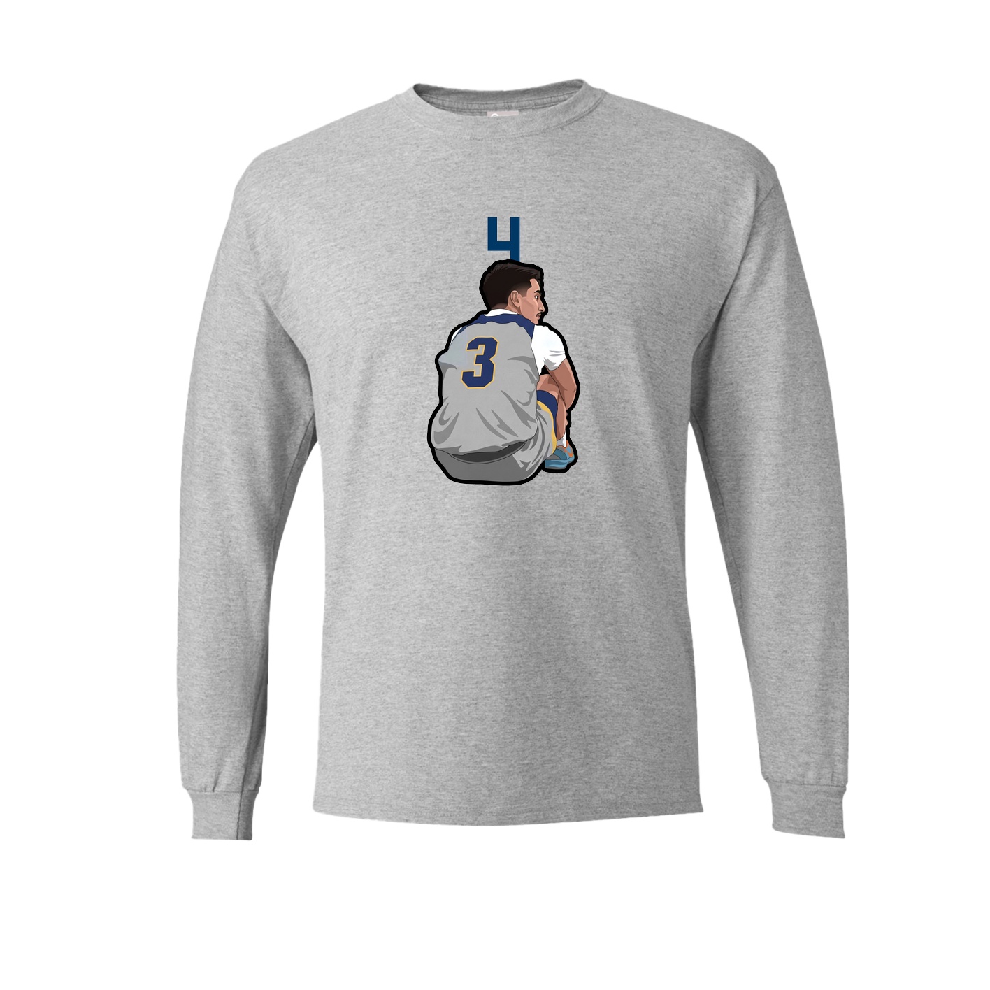 Long Sleeve Tee — Number Top in Grey