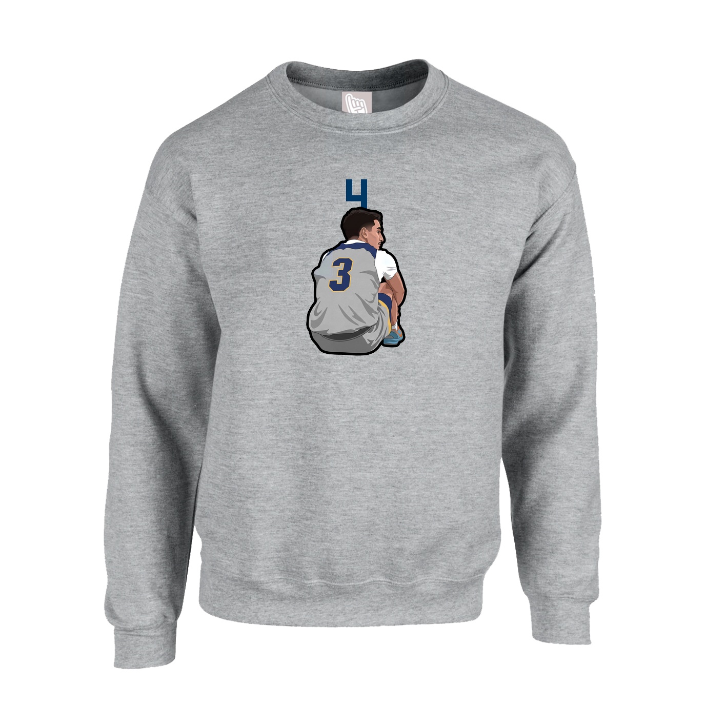 Fleece Crew — Number Top in Grey
