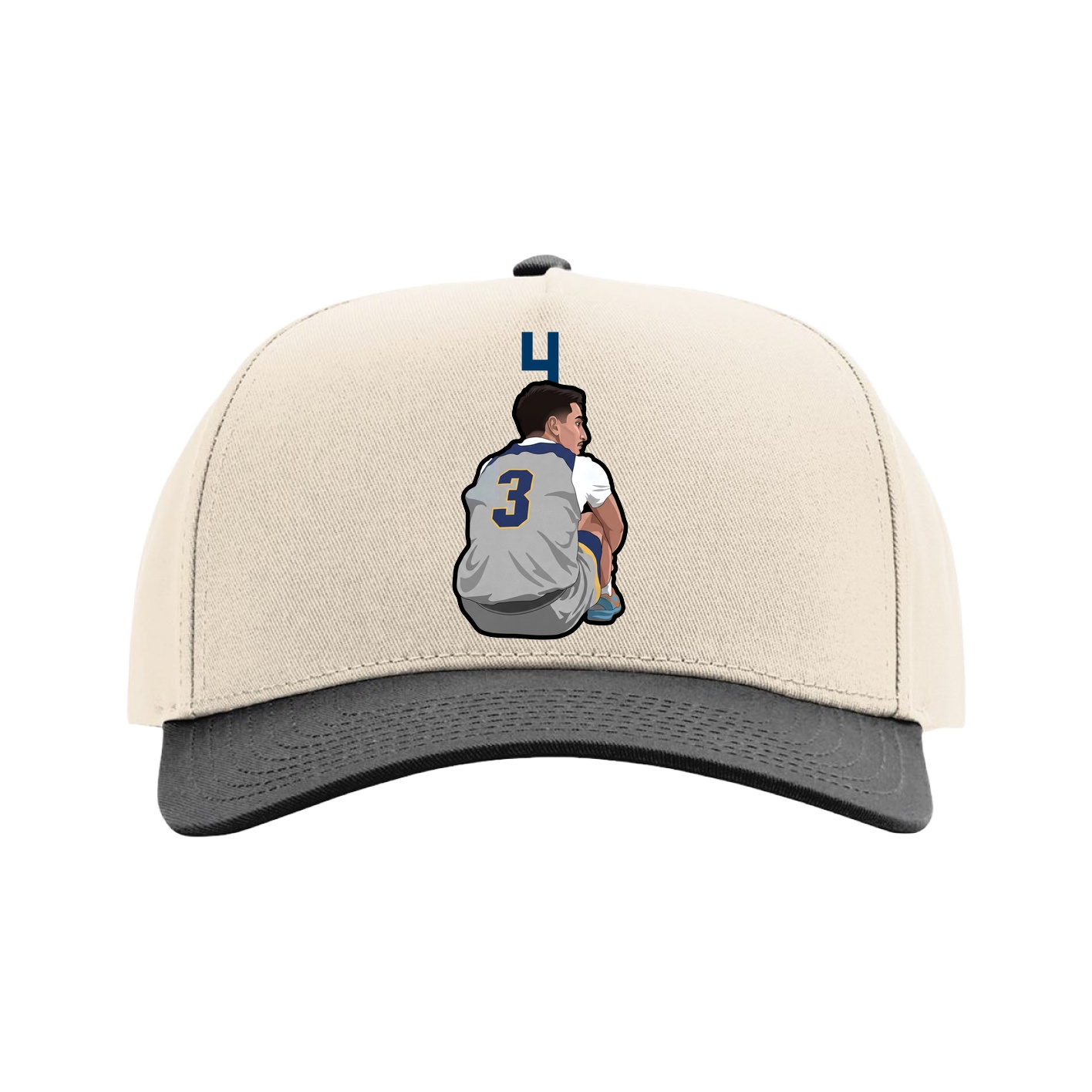 Full Fabric Five-Panel Champ Cap — Number Top in Cream/Black