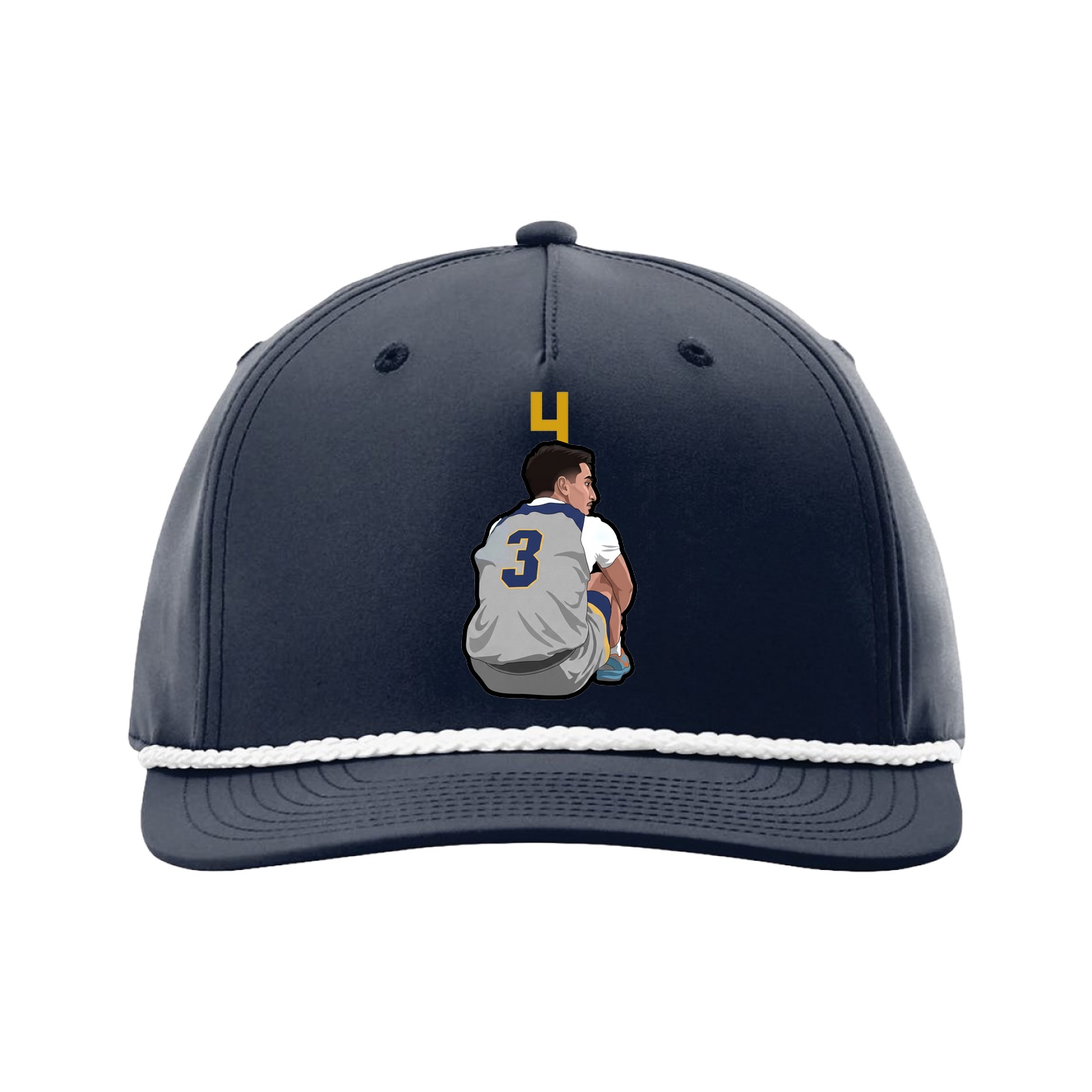 Five-Panel Classic Rope Cap — Number Top in Navy