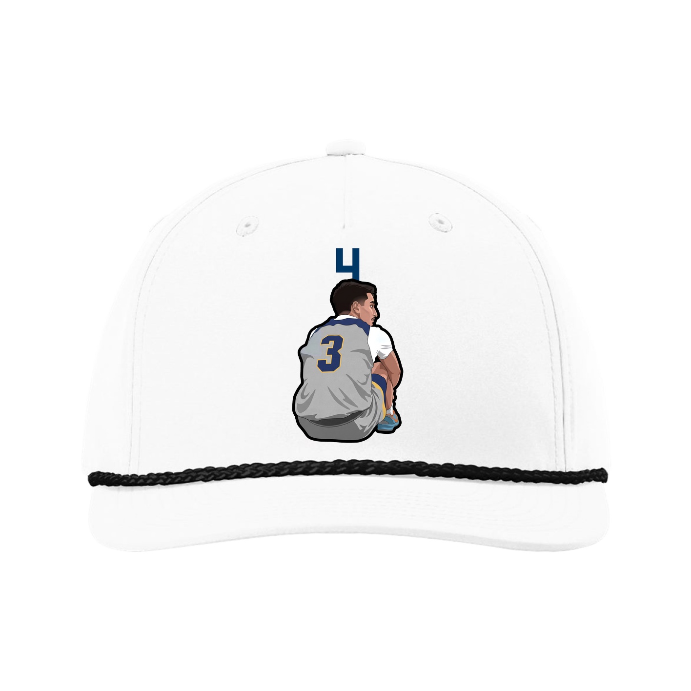 Five-Panel Classic Rope Cap — Number Top in White