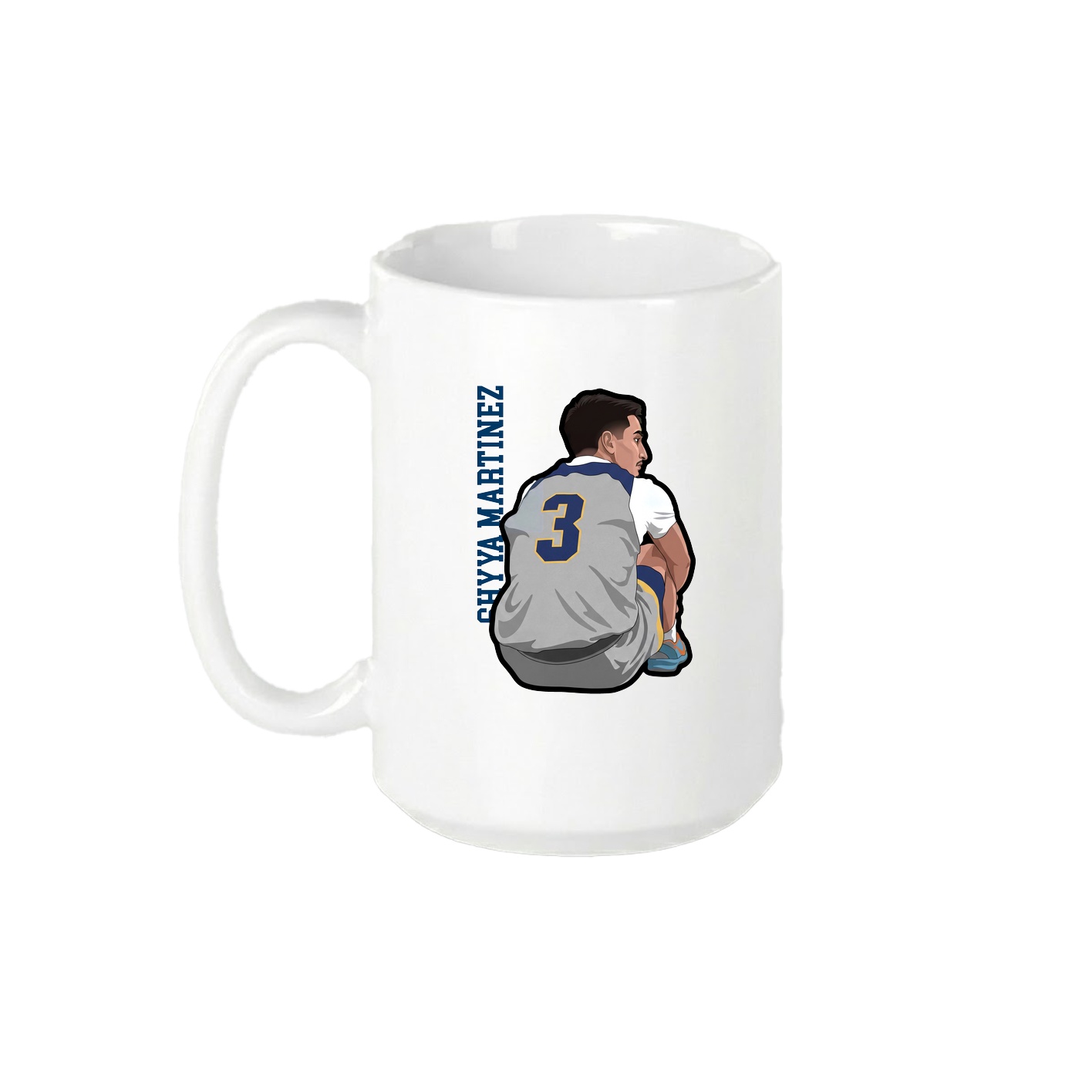 15oz Coffee Mug — Name Vertical in White