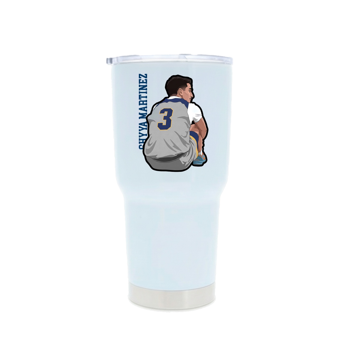 30oz Stainless Steel Tumbler — Name Vertical in White