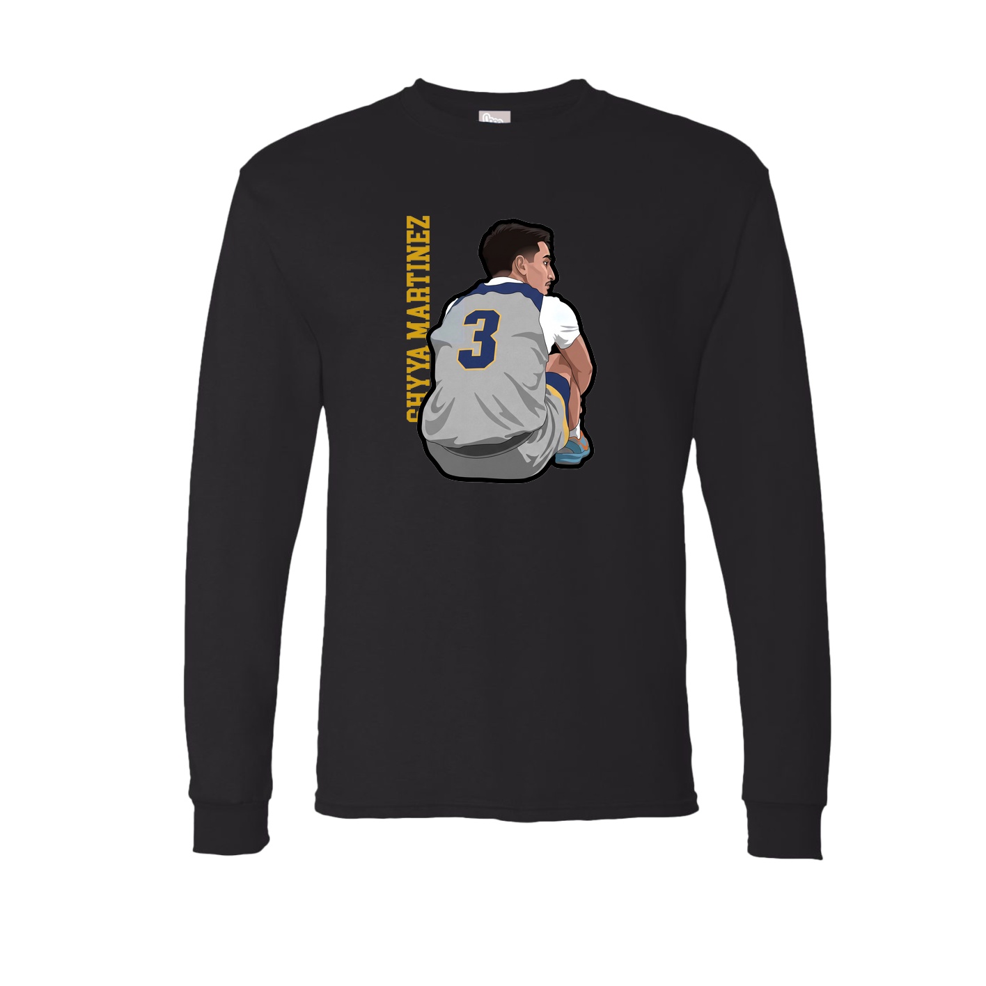 Long Sleeve Tee — Name Vertical in Black