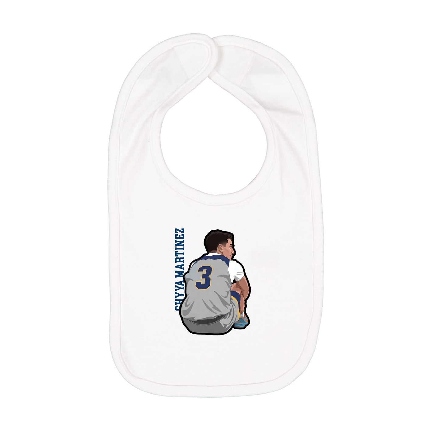 Infant Bib — Name Vertical in White