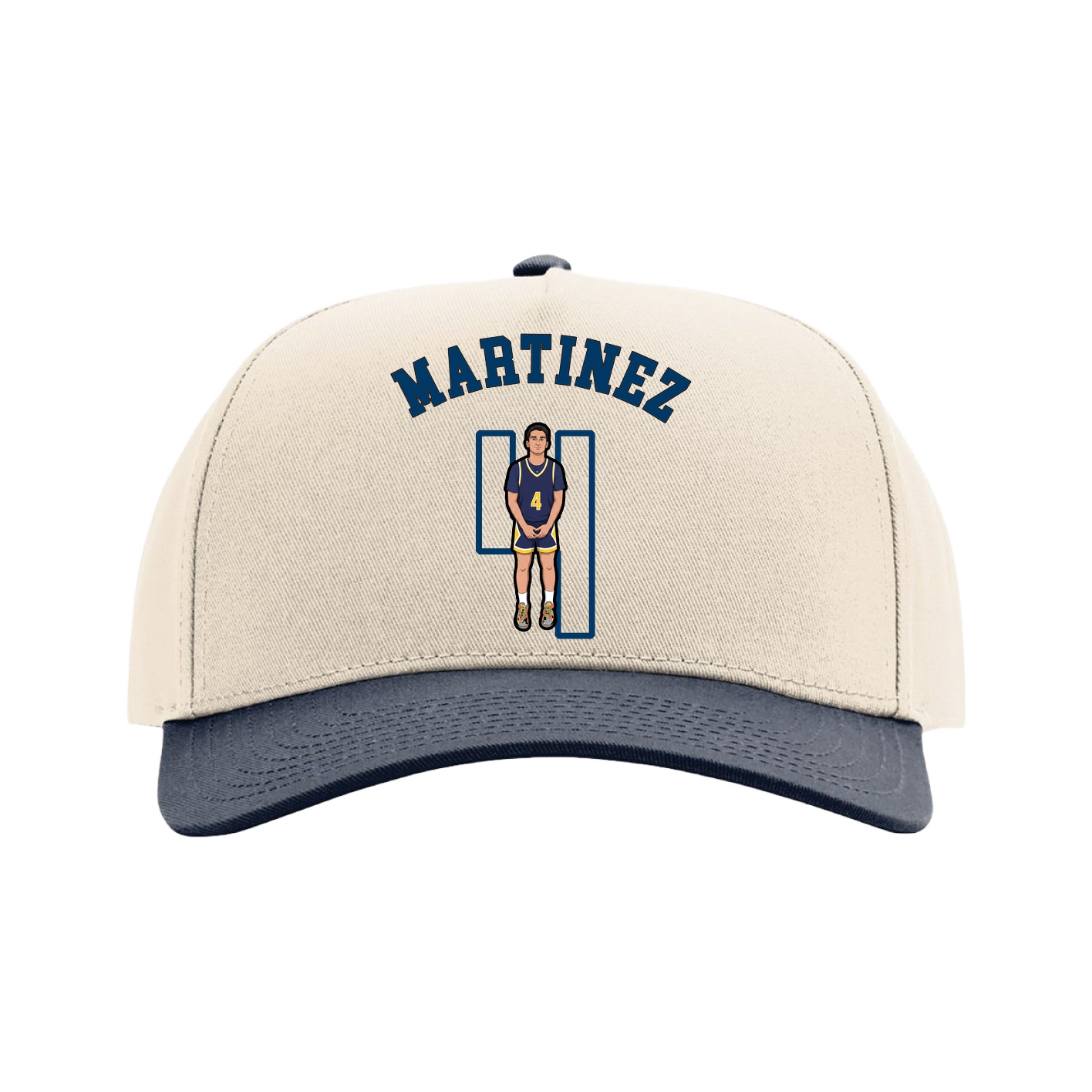 Full Fabric Five-Panel Champ Cap — Shirsey Arch in Cream/Navy
