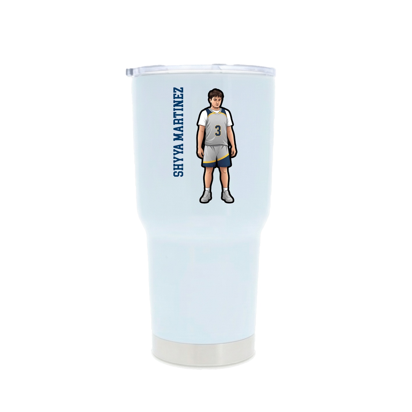 30oz Stainless Steel Tumbler — Name Vertical in White