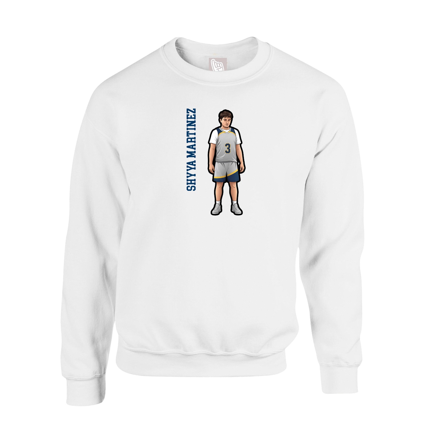 Fleece Crew — Name Vertical in White