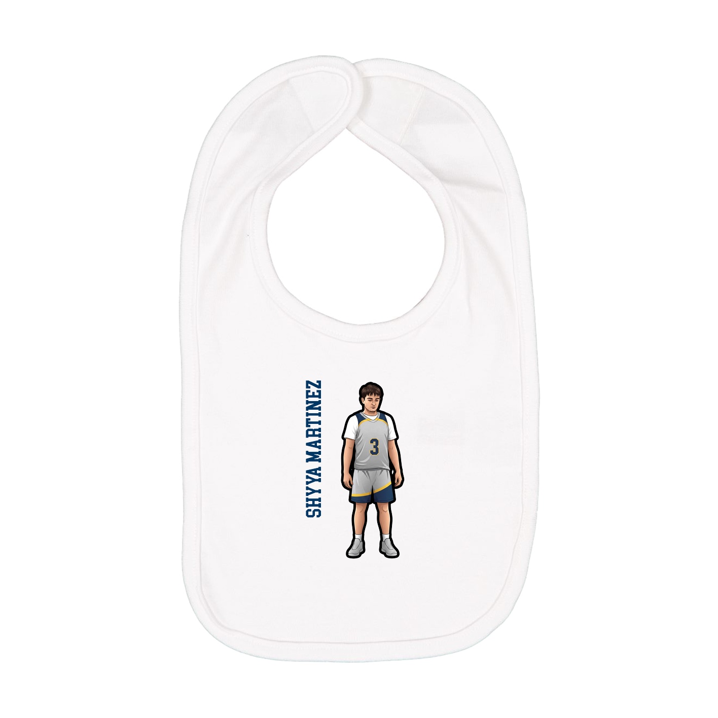 Infant Bib — Name Vertical in White