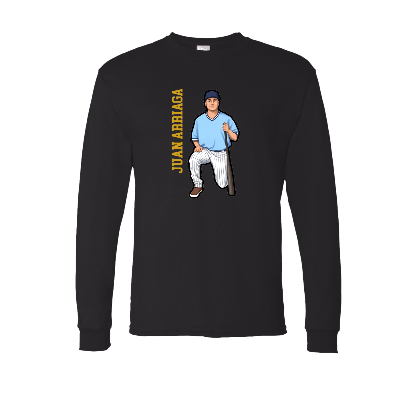 Long Sleeve Tee — Name Vertical in Black