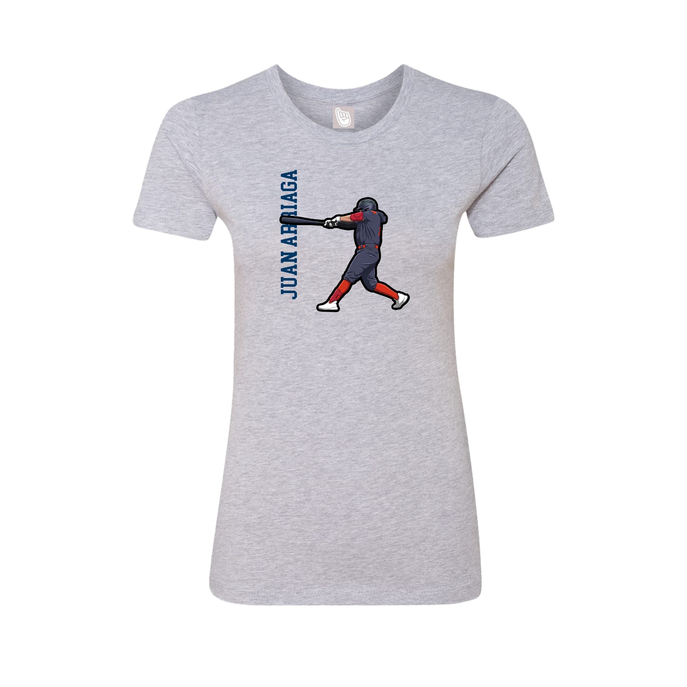 Fitted Women's Tee — Name Vertical in Grey
