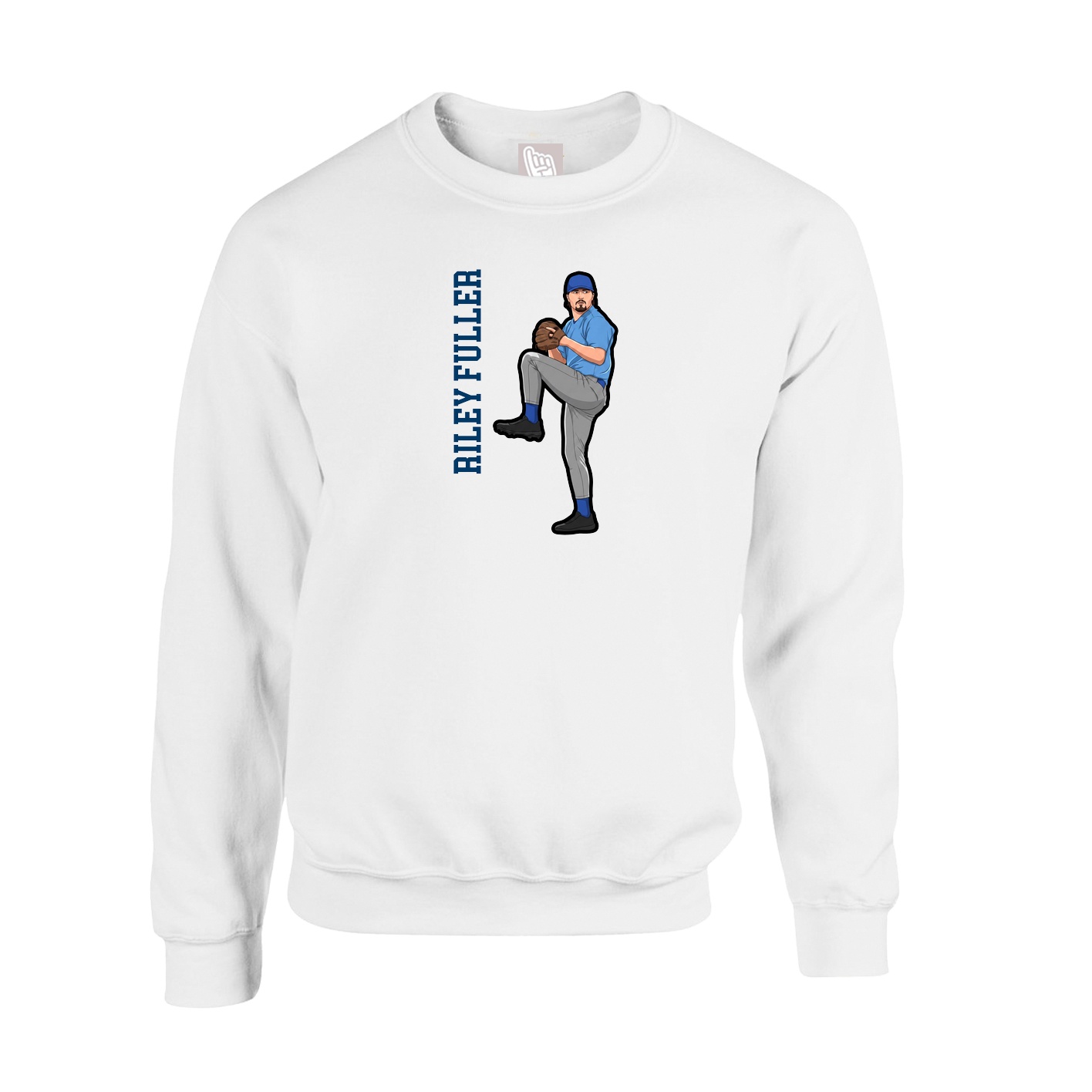 Fleece Crew — Name Vertical in White