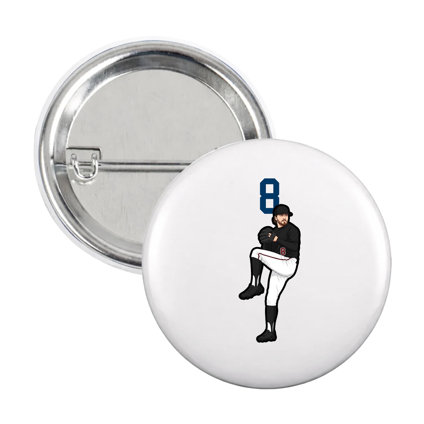 Game Day Button — Number Top in White