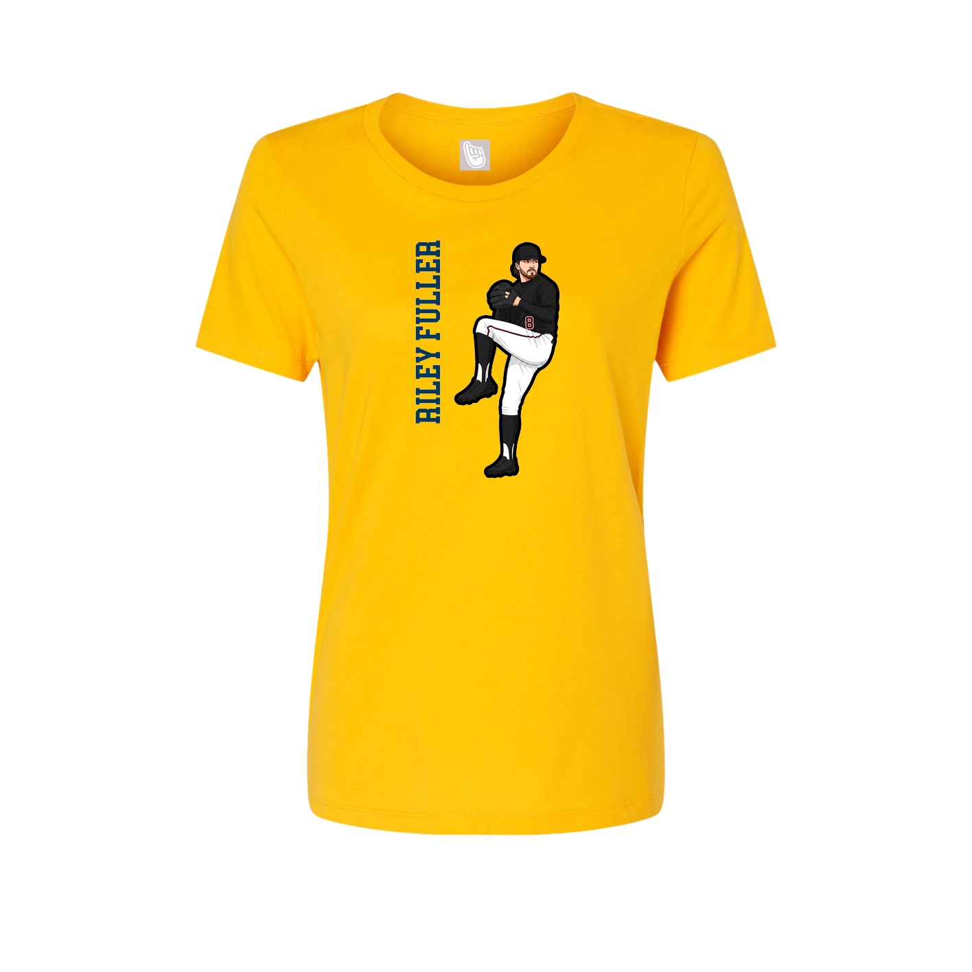 Fitted Women's Tee — Name Vertical in Gold