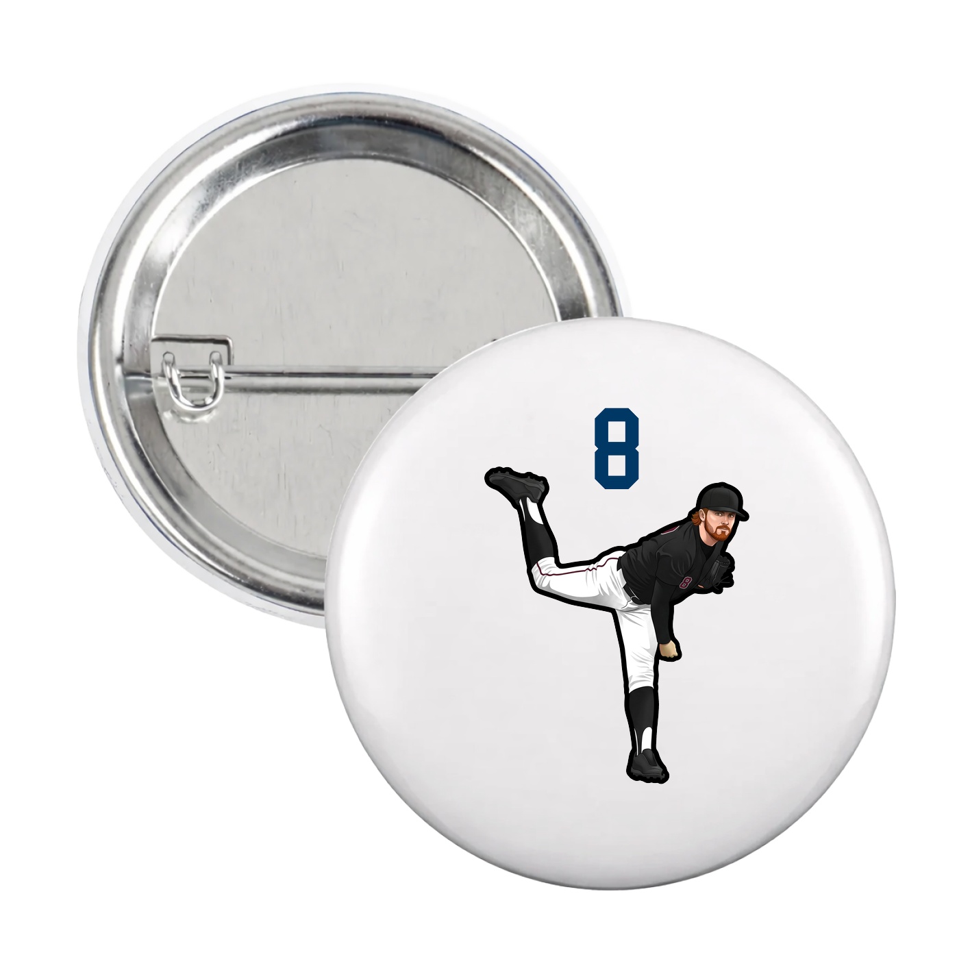 Game Day Button — Number Top in White