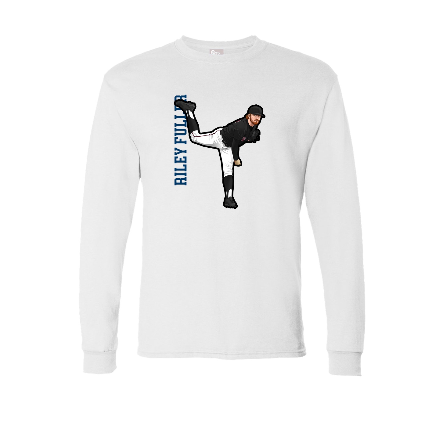 Long Sleeve Tee — Name Vertical in White