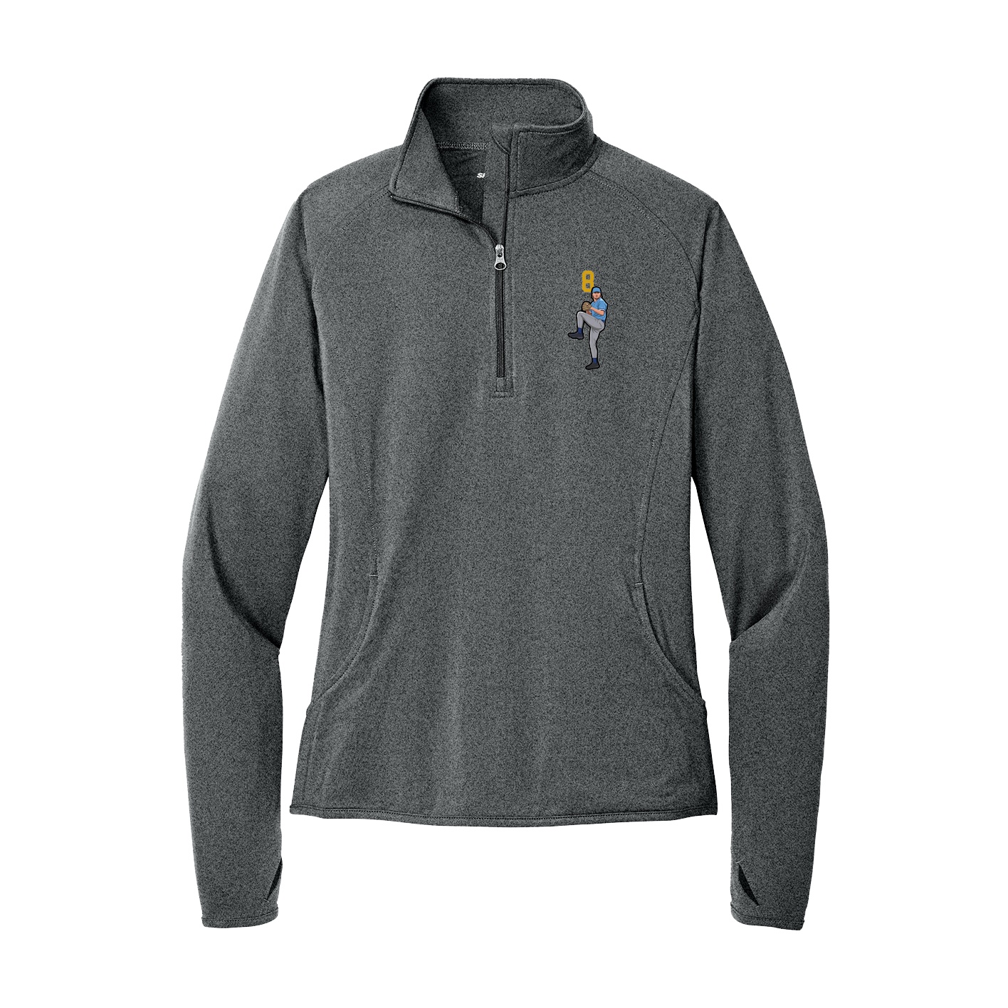 Women's Q-Zip Pullover — Number Top in Grey