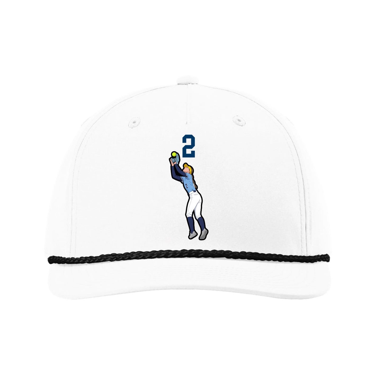 Five-Panel Classic Rope Cap — Number Top in White