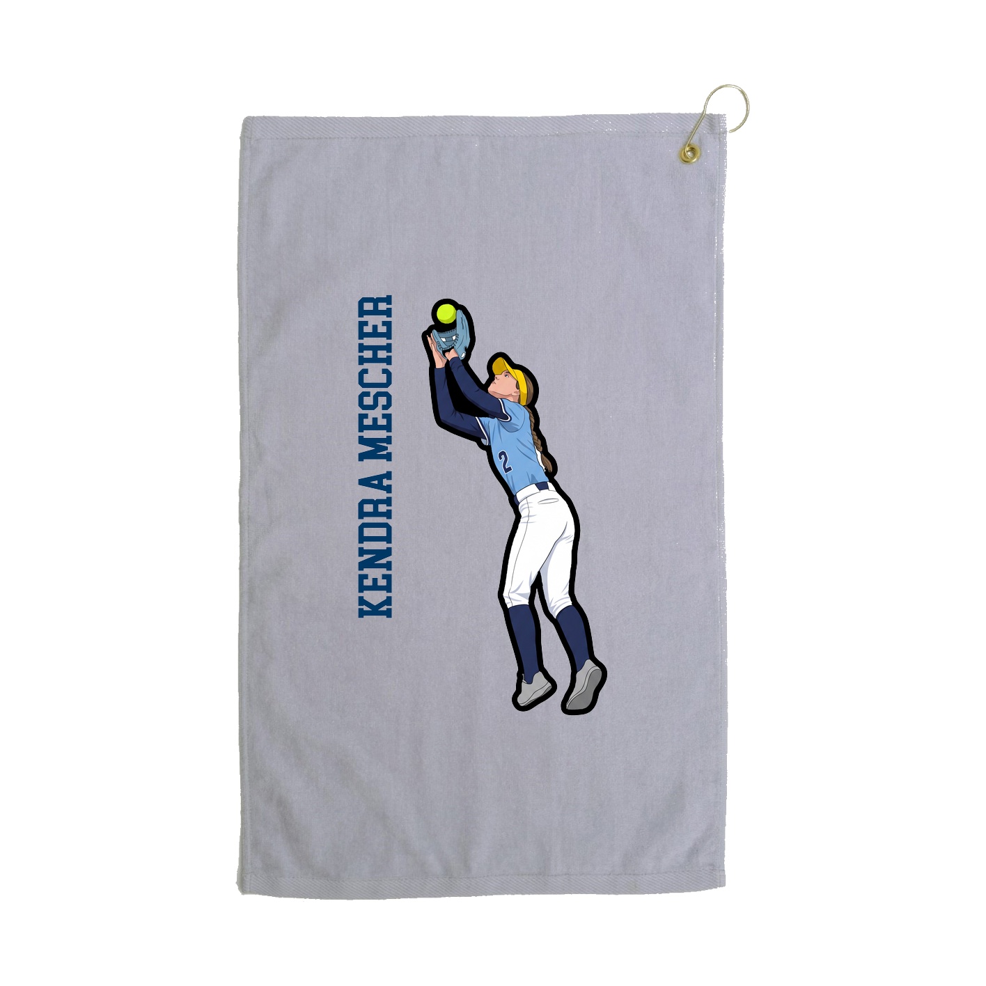 Golf Towel — Name Vertical in Grey