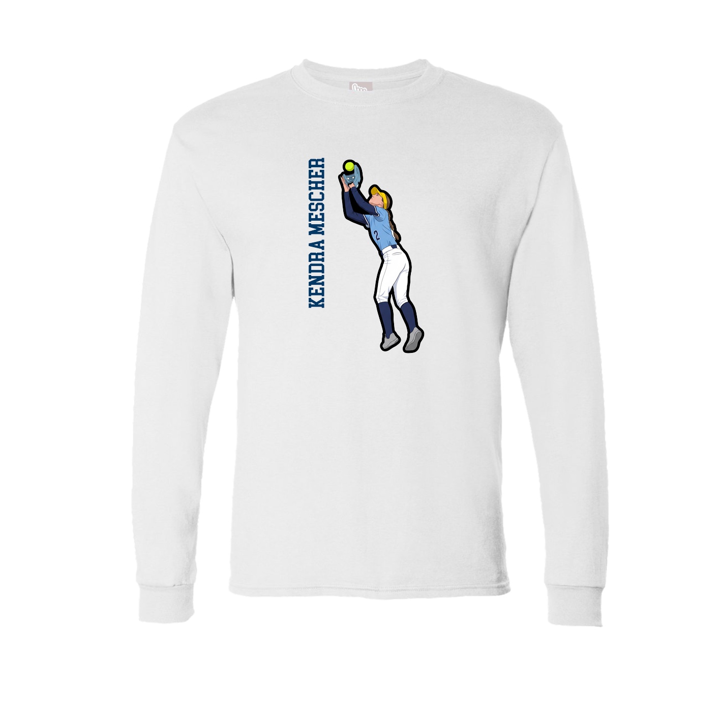 Long Sleeve Tee — Name Vertical in White