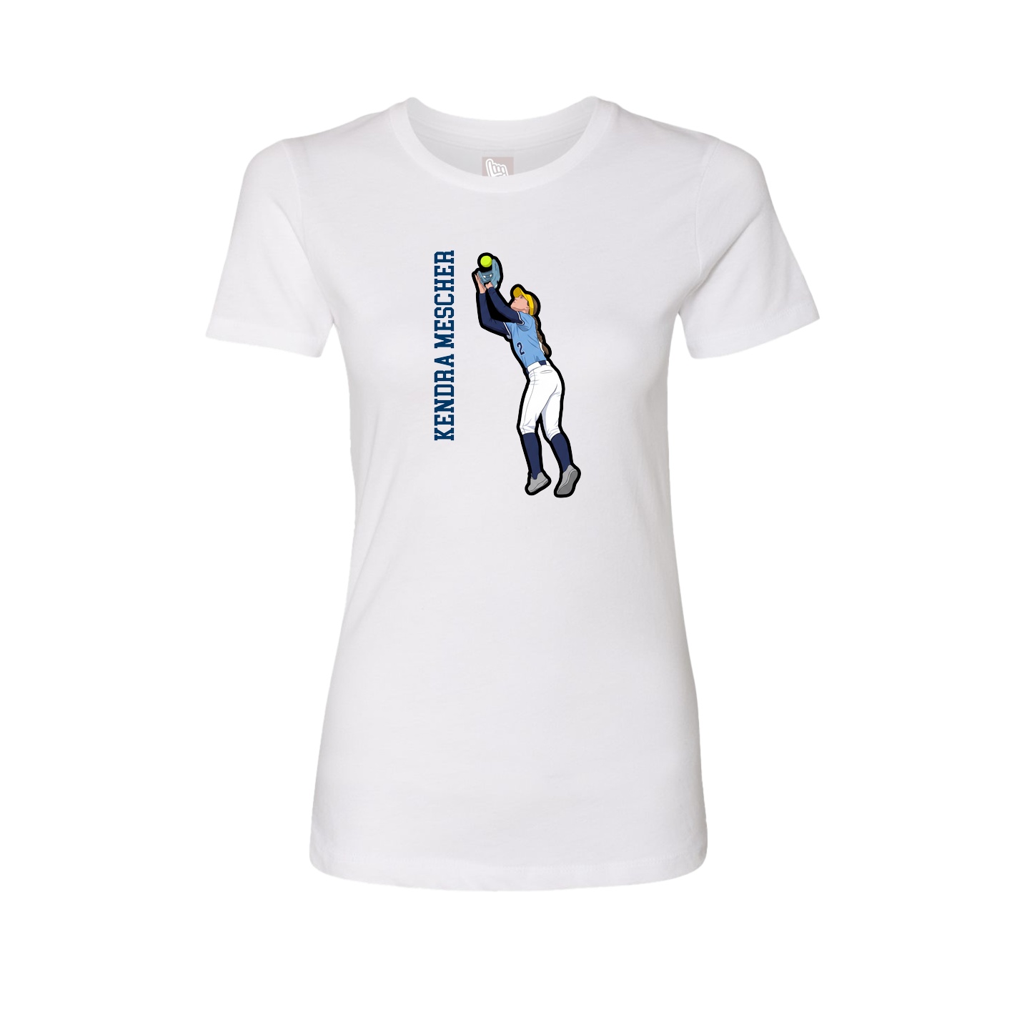 Fitted Women's Tee — Name Vertical in White