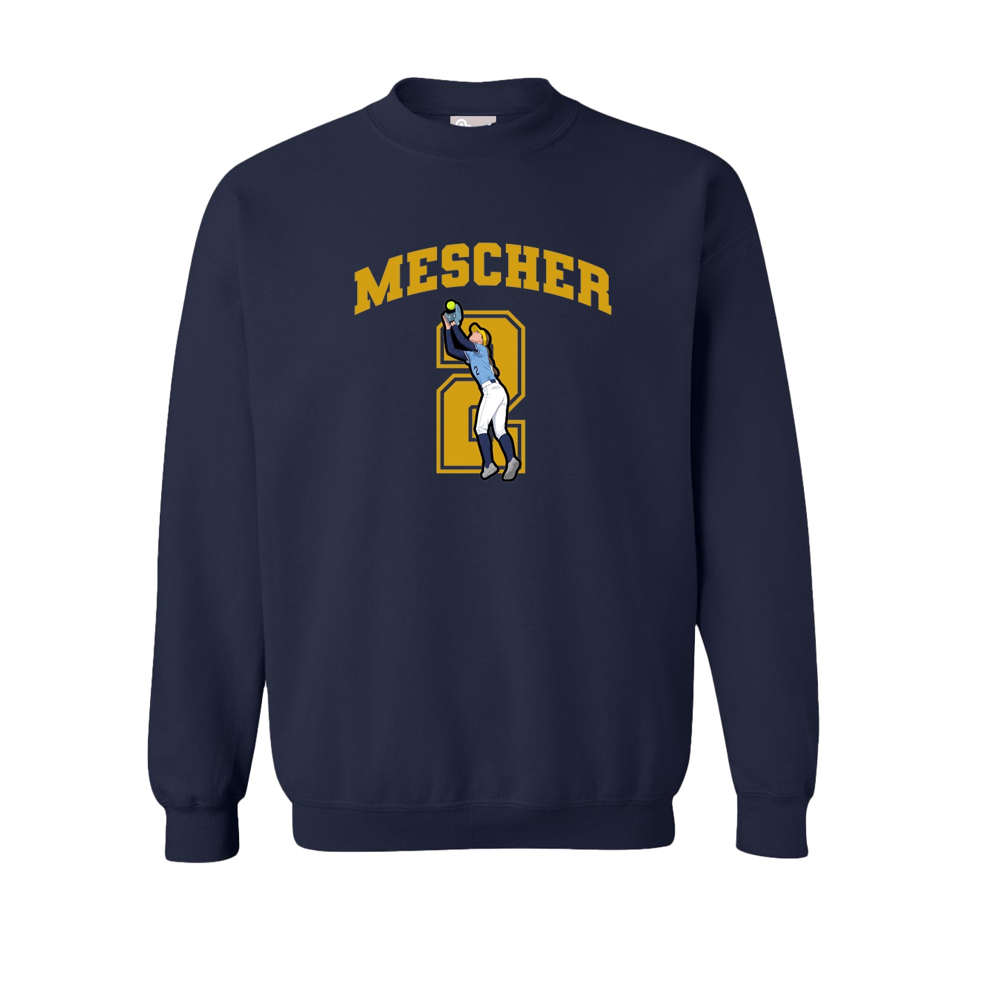 Fleece Crew — Number in Navy