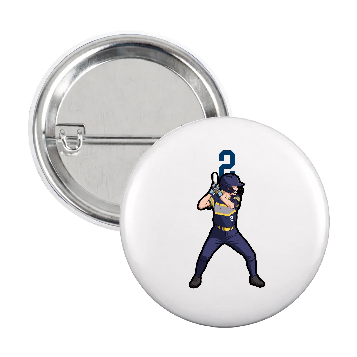 Game Day Button — Number Top in White