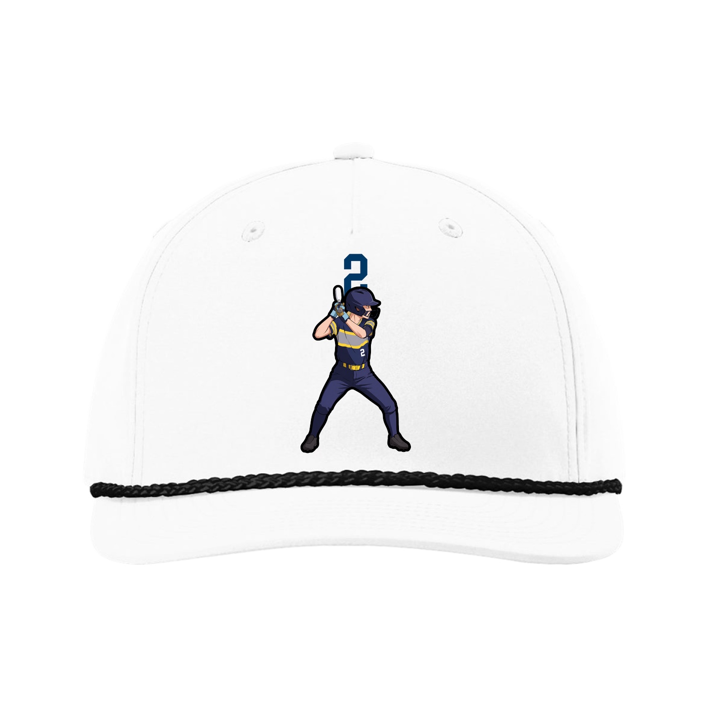 Five-Panel Classic Rope Cap — Number Top in White