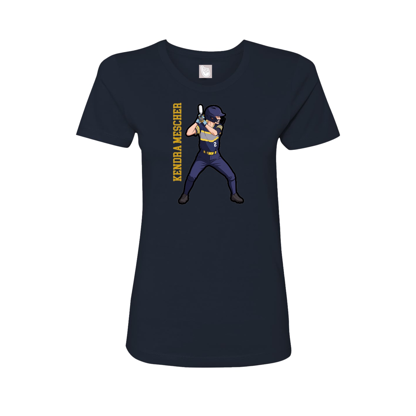 Fitted Women's Tee — Name Vertical in Navy