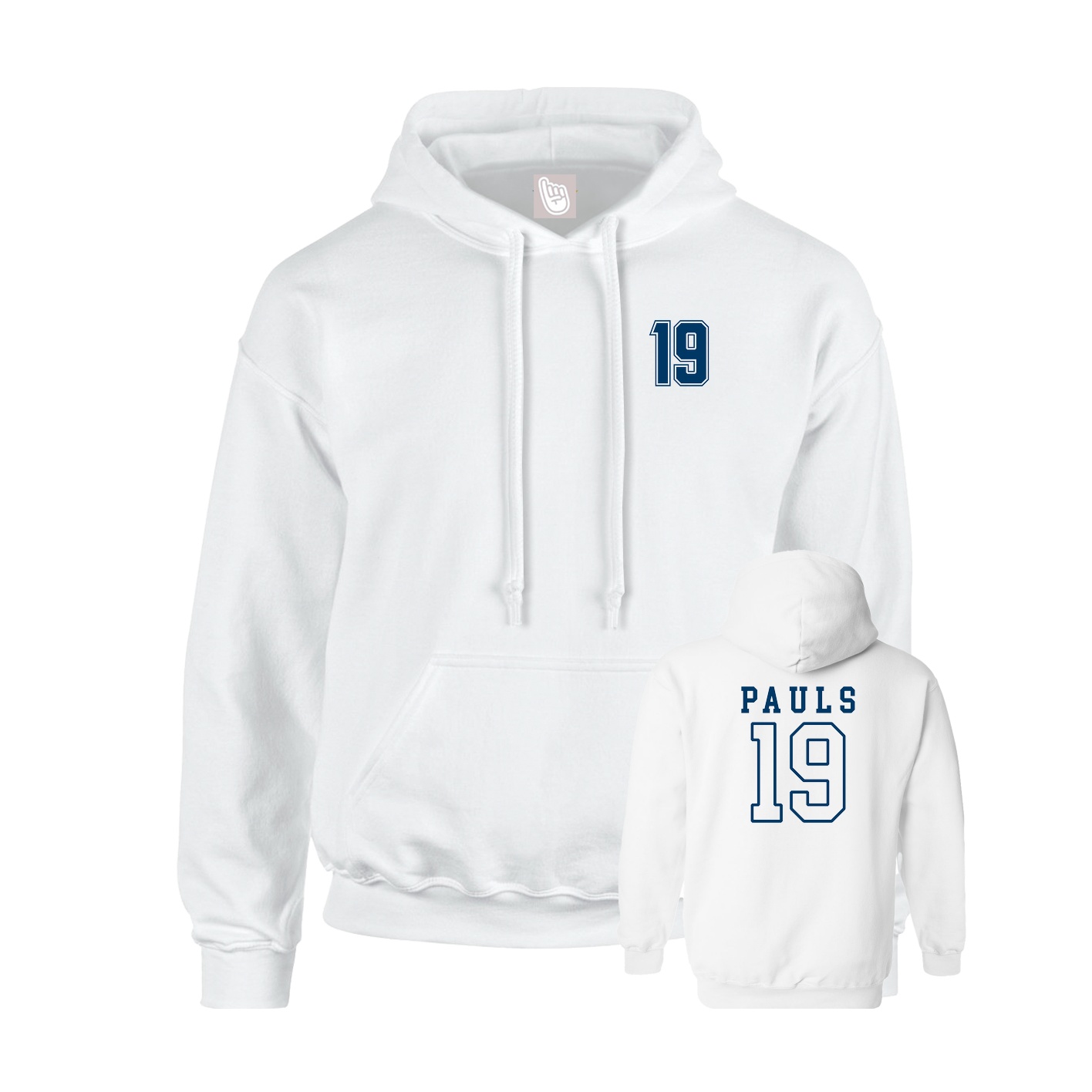 Youth Hoodie — Chest Back in White