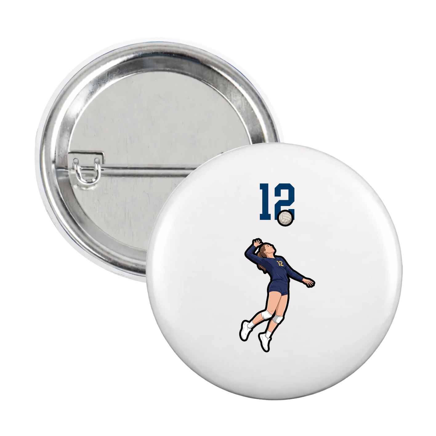 Game Day Button — Number Top in White