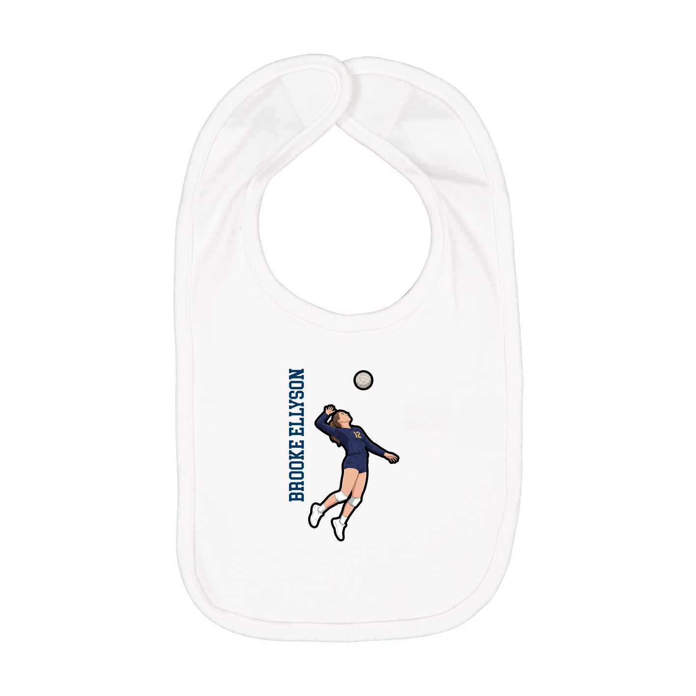 Infant Bib — Name Vertical in White