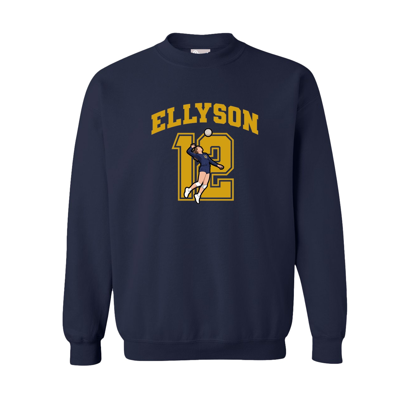 Fleece Crew — Number in Navy