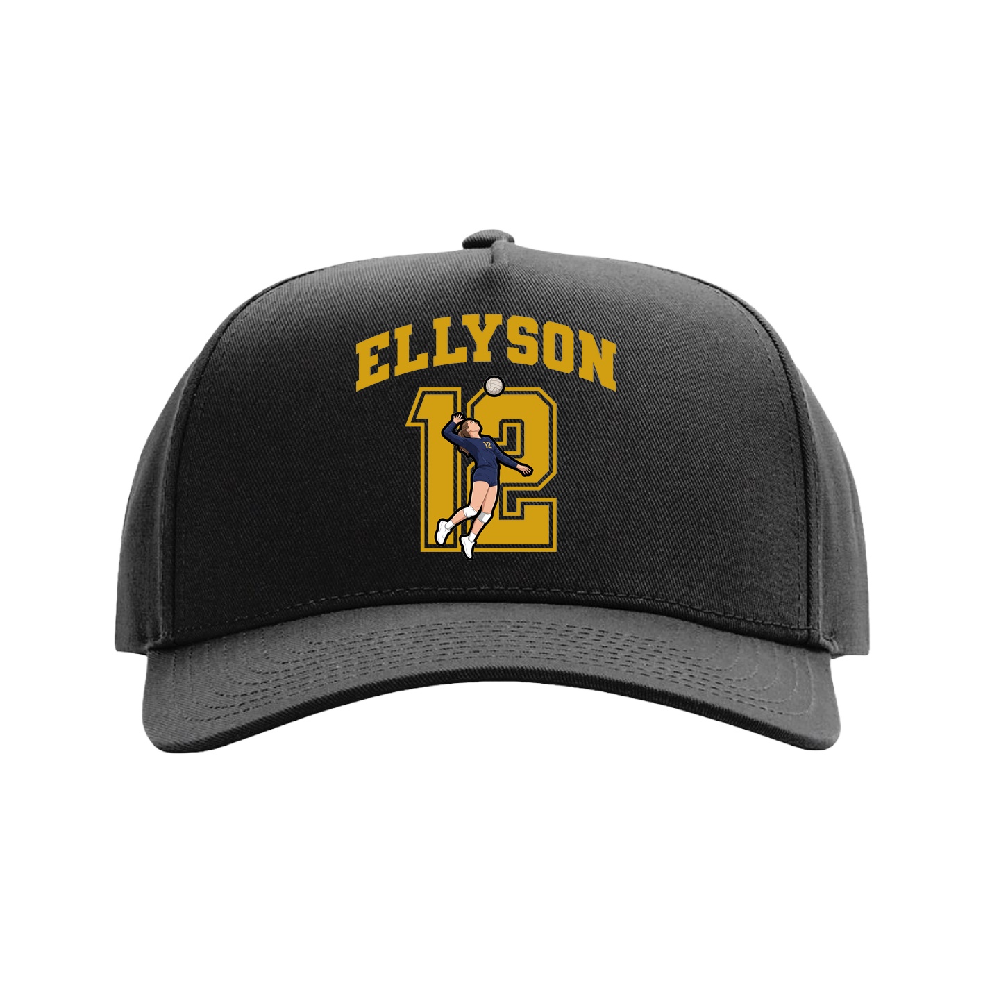 Full Fabric Five-Panel Champ Cap — Number in Black