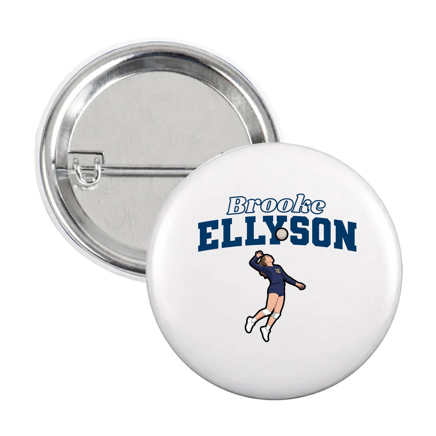 Game Day Button — Name Arch in White