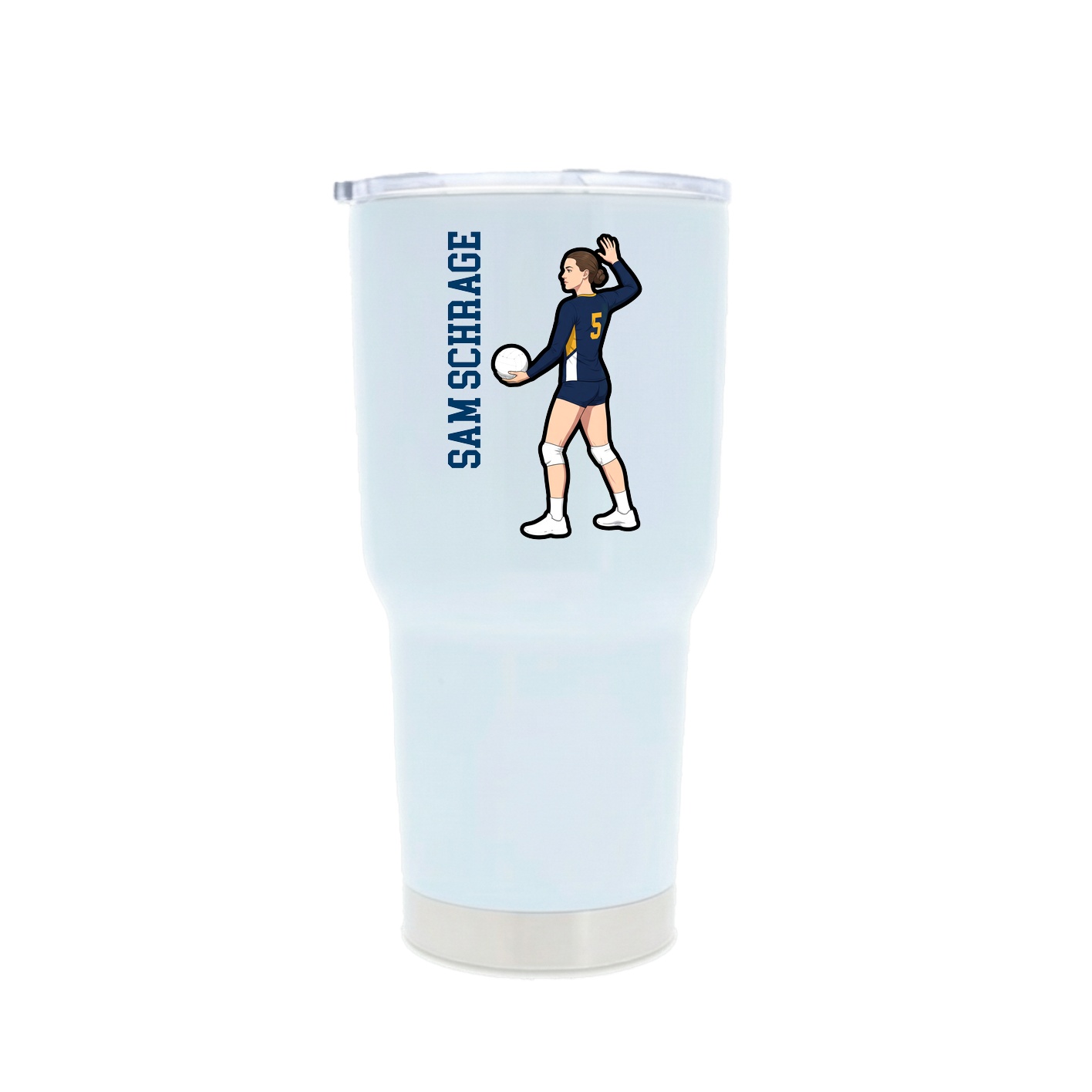 30oz Stainless Steel Tumbler — Name Vertical in White