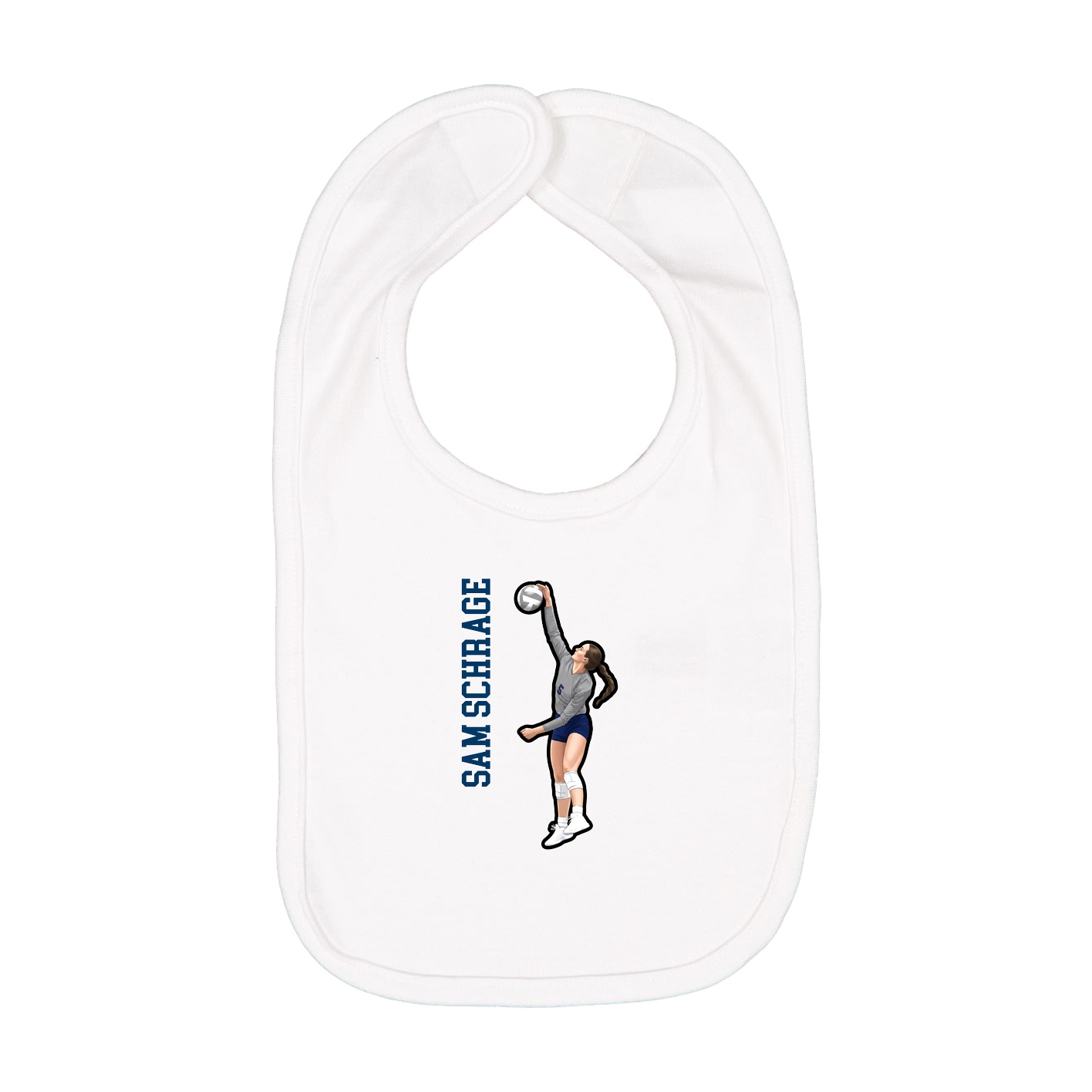 Infant Bib — Name Vertical in White