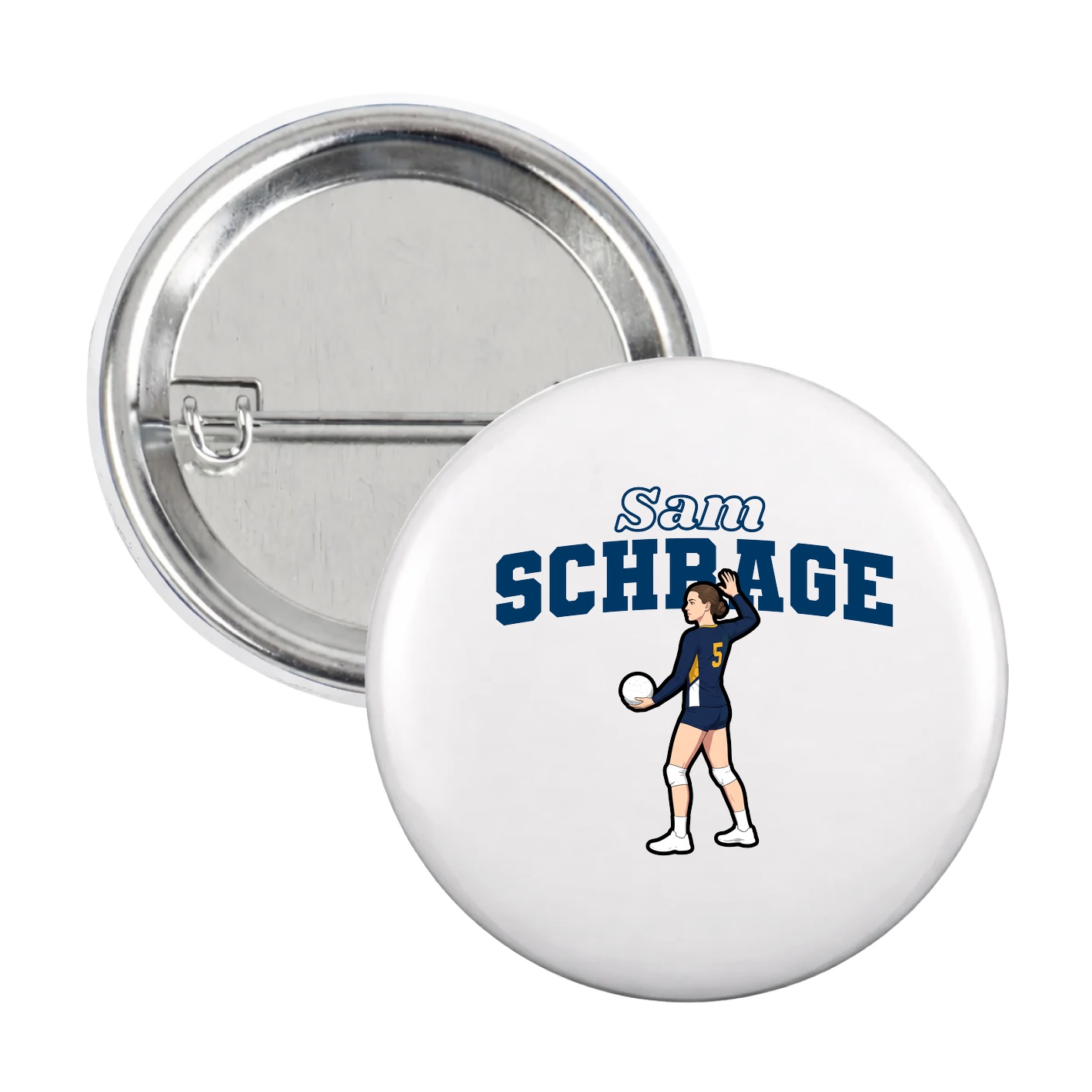 Game Day Button — Name Arch in White