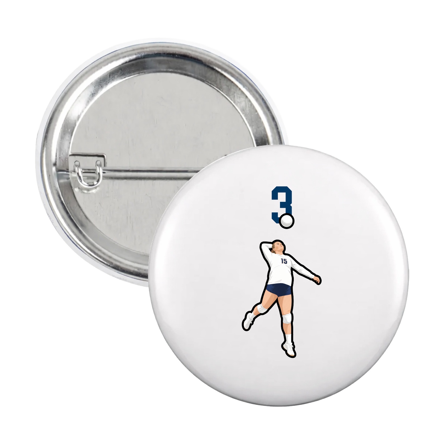 Game Day Button — Number Top in White