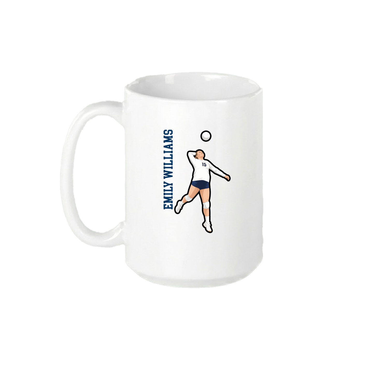 15oz Coffee Mug — Name Vertical in White