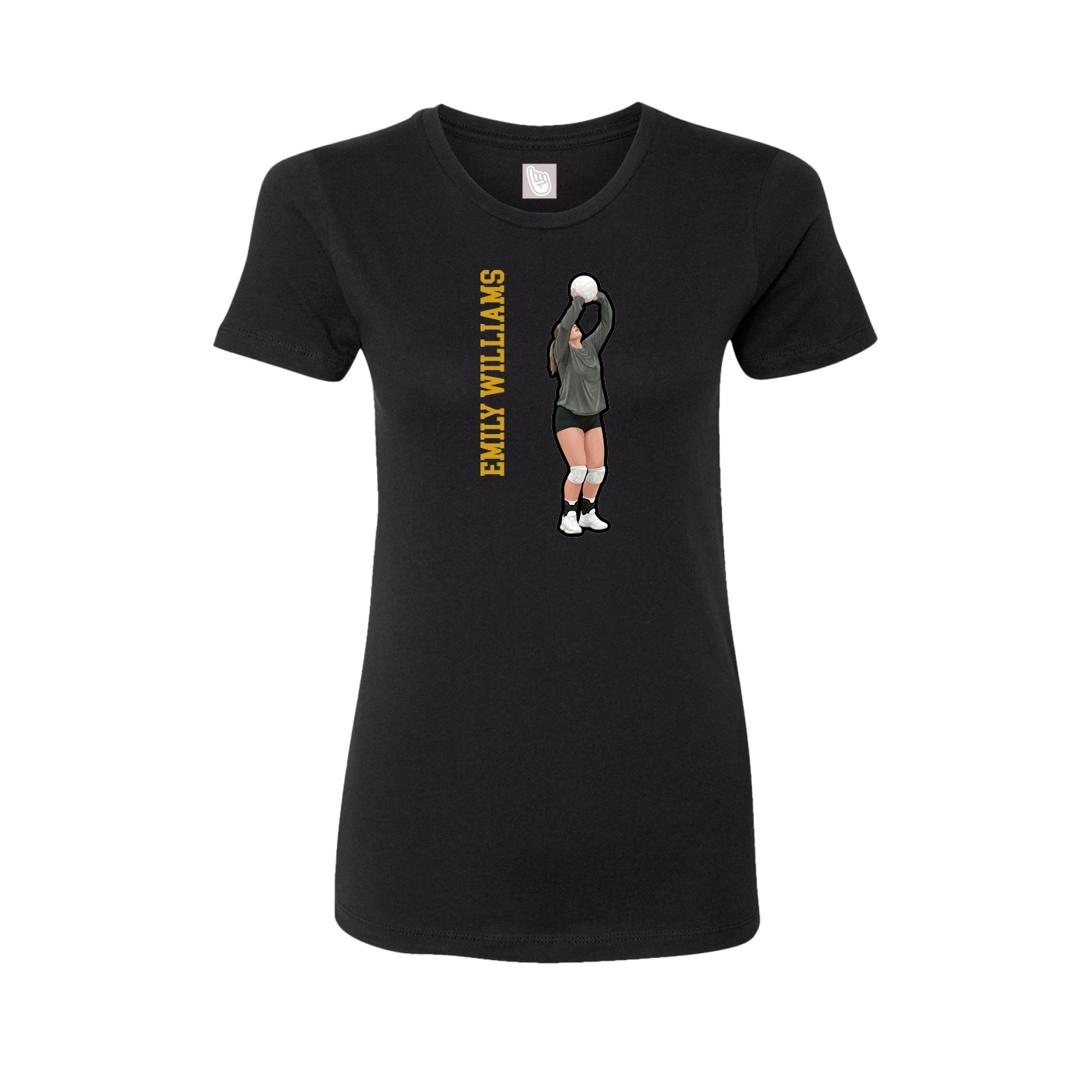 Fitted Women's Tee — Name Vertical in Black