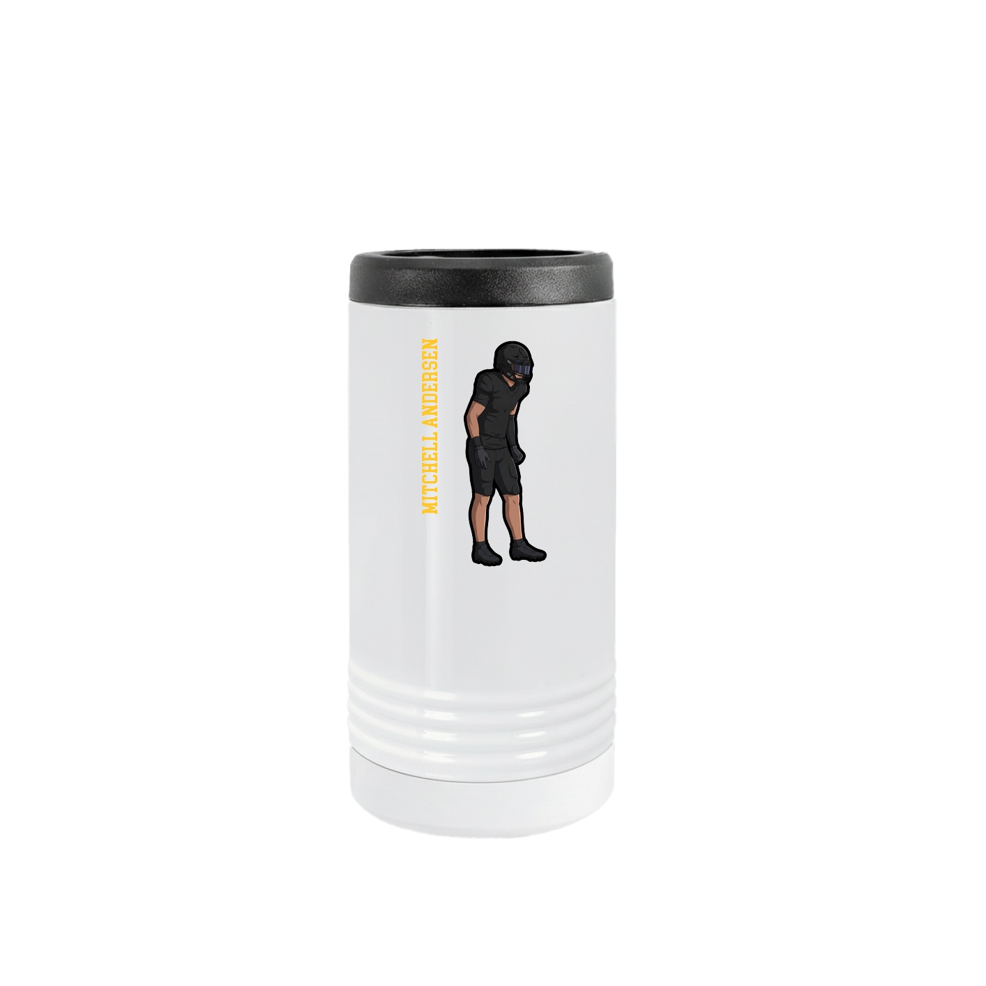 Slim Beverage Holder — Name Vertical in White