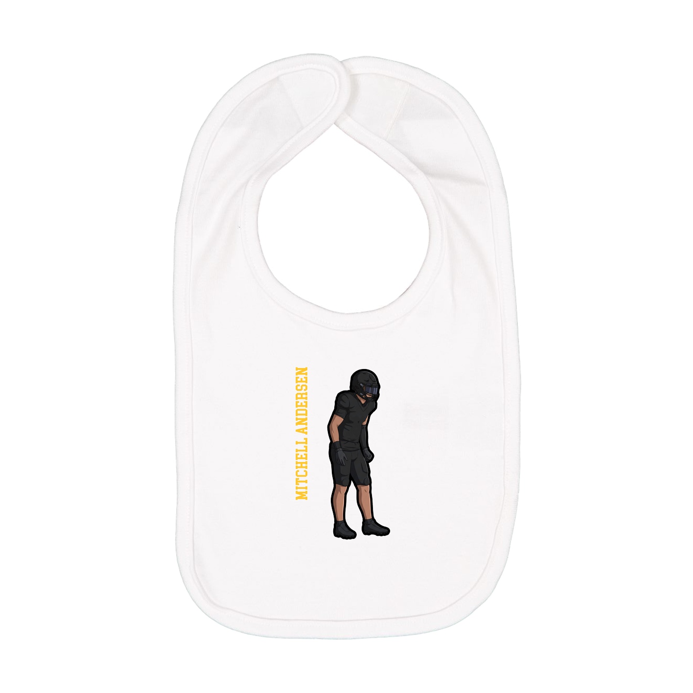 Infant Bib — Name Vertical in White