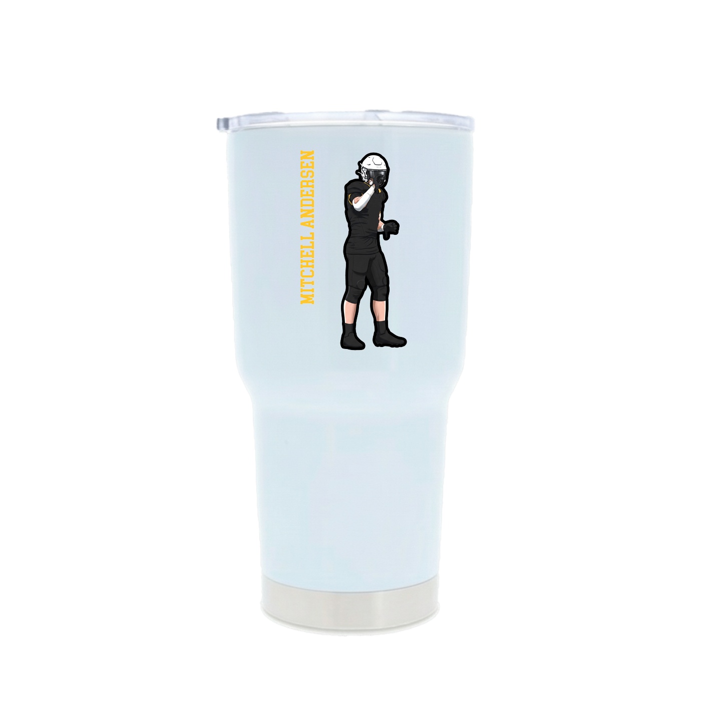 30oz Stainless Steel Tumbler — Name Vertical in White