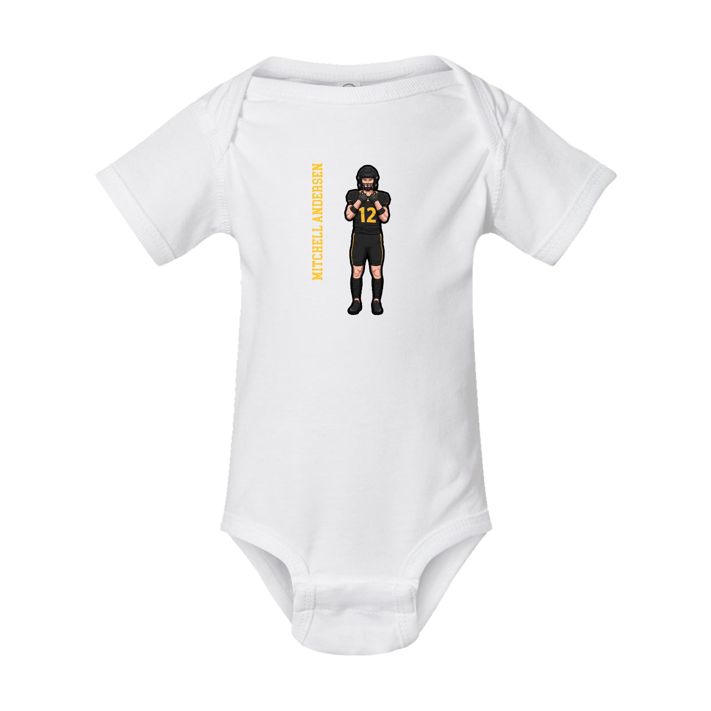 Baby Onesie — Name Vertical in White